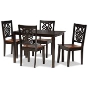 Baxton Studio Luisa Modern and Contemporary Two-Tone Dark Brown and Walnut Brown Finished Wood 5-Piece Dining Set